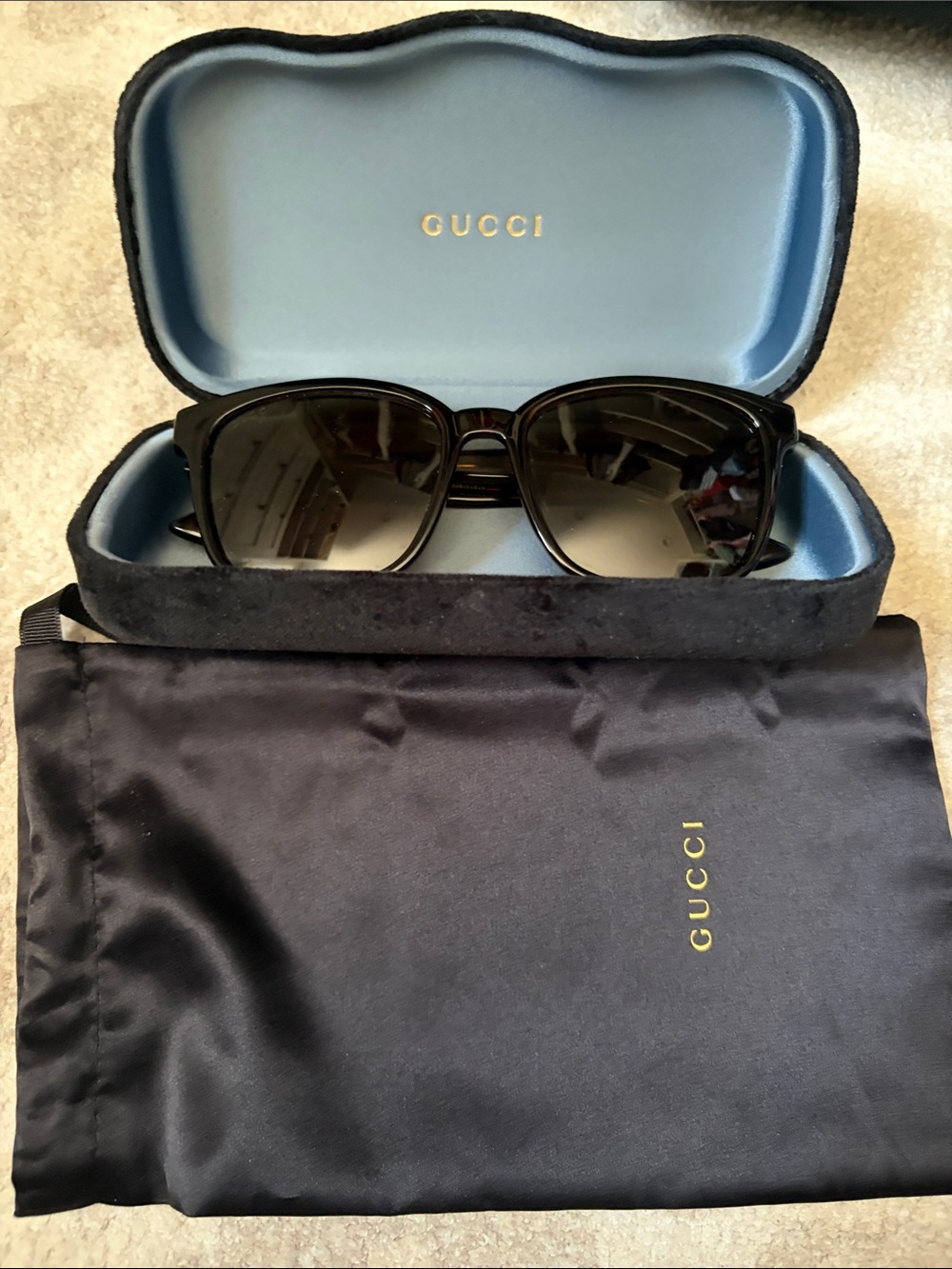 Gucci Tortoiseshell Sunglasses with Gold Logo Accent